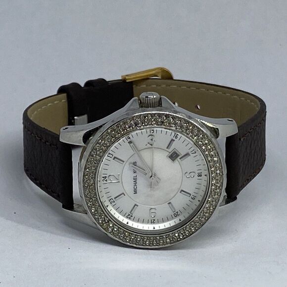 Michael Kors MK5401 Women's Brown Leather Analog White Dial Quartz Watch XX948 - Picture 7 of 12
